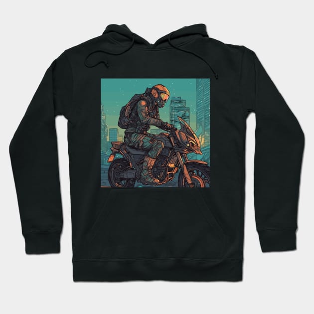 Cool biker futuristic cyber punk style Hoodie by TVEX19